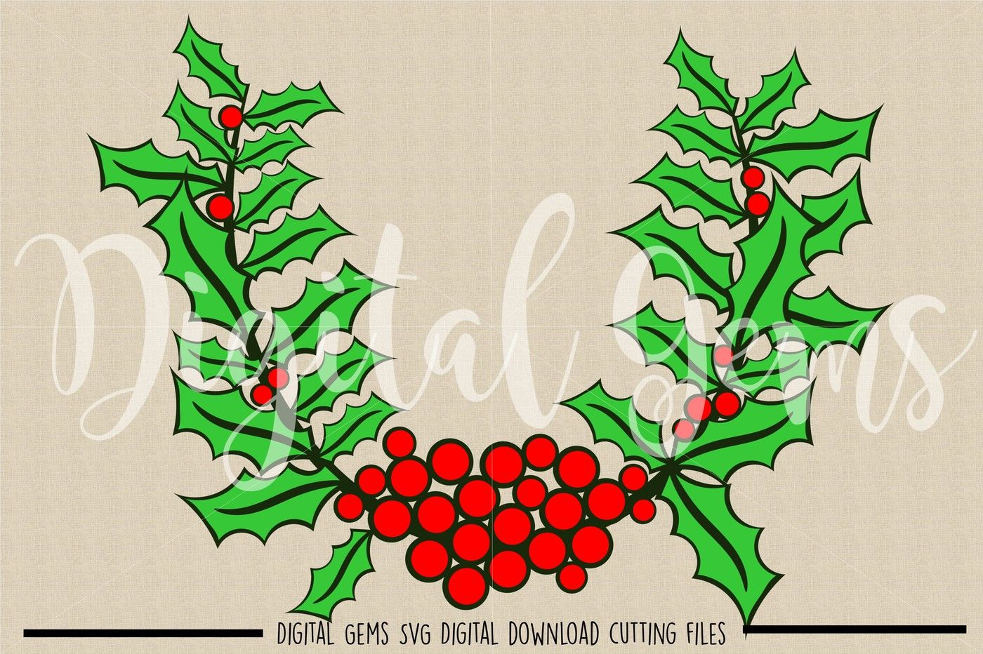 Holly Svg Dxf Png Files By Digital Gems Thehungryjpeg Com