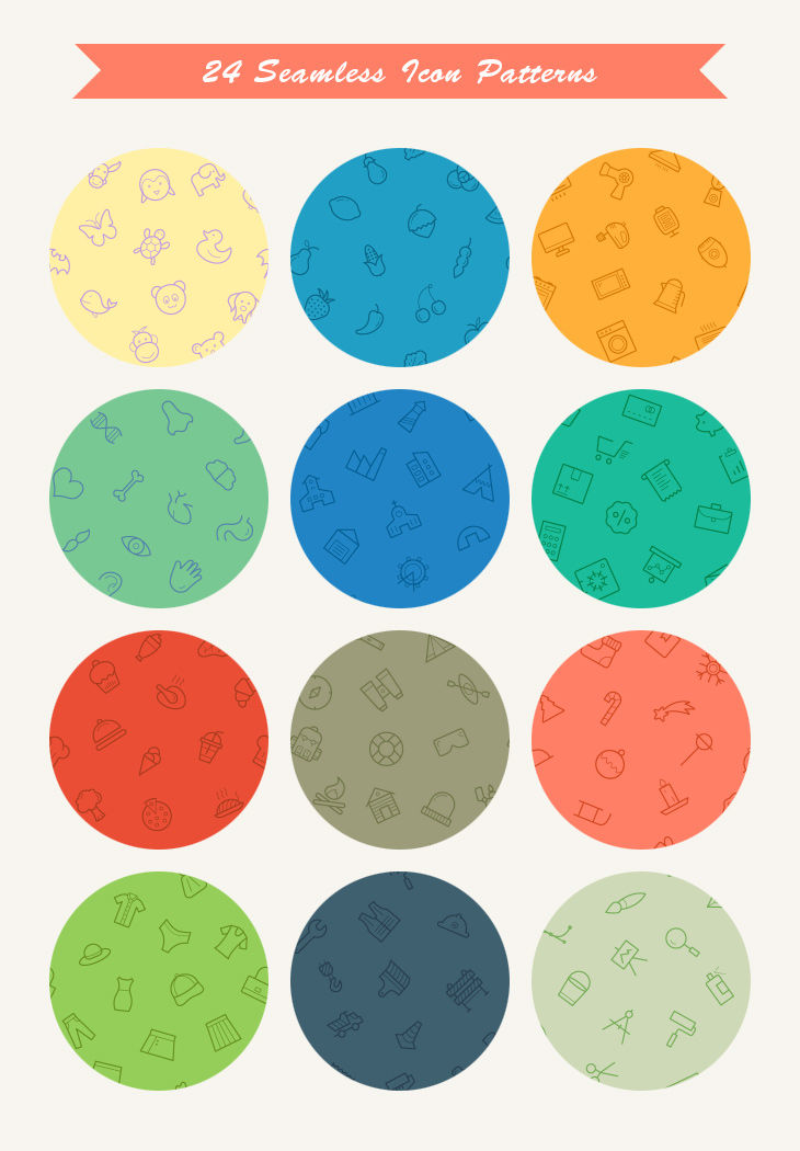 24 Seamless Vector Icon Patterns By Dreamstale