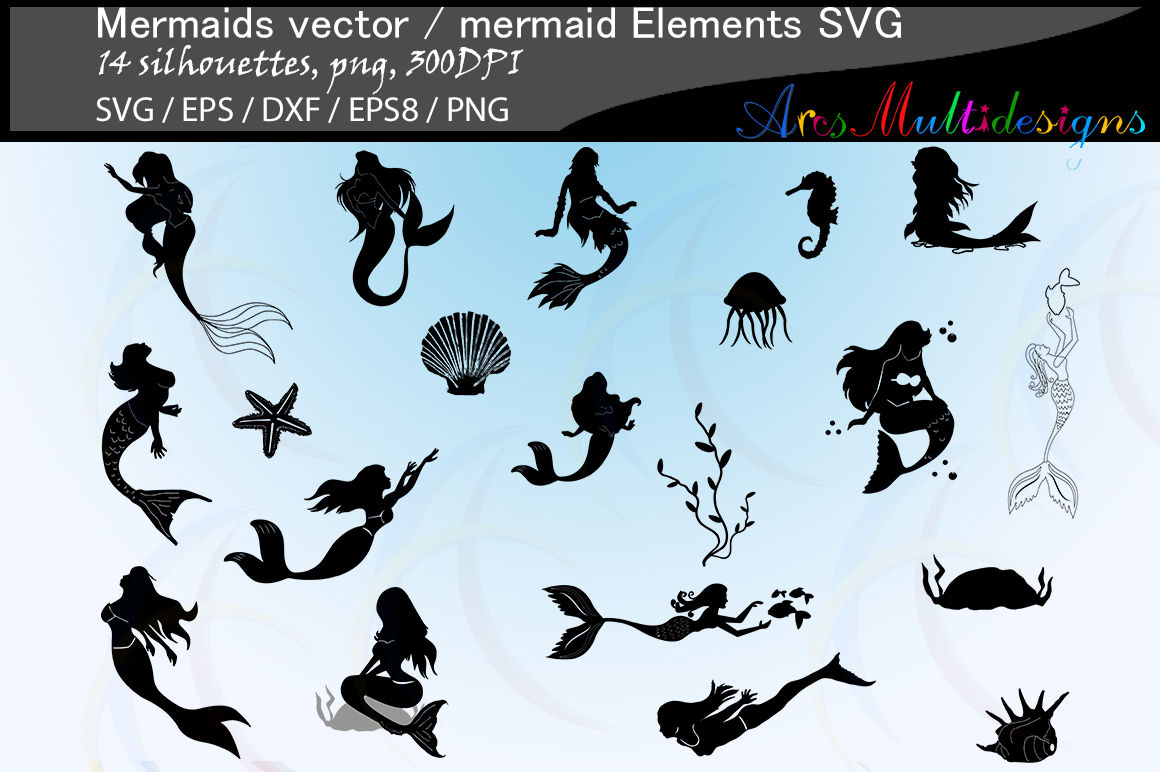 Download Mermaid silhouette clipart vector svg / mermaid elements ...