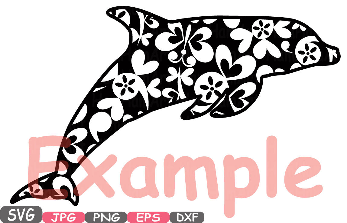 SVG PNG Dolphin Silhouette Monogram Designs set of 5 JPG eps cut file