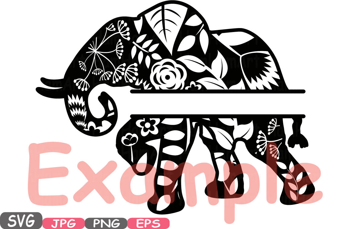 Download Split Elephant Mascot Jungle Animal Safari Flower Monogram ...
