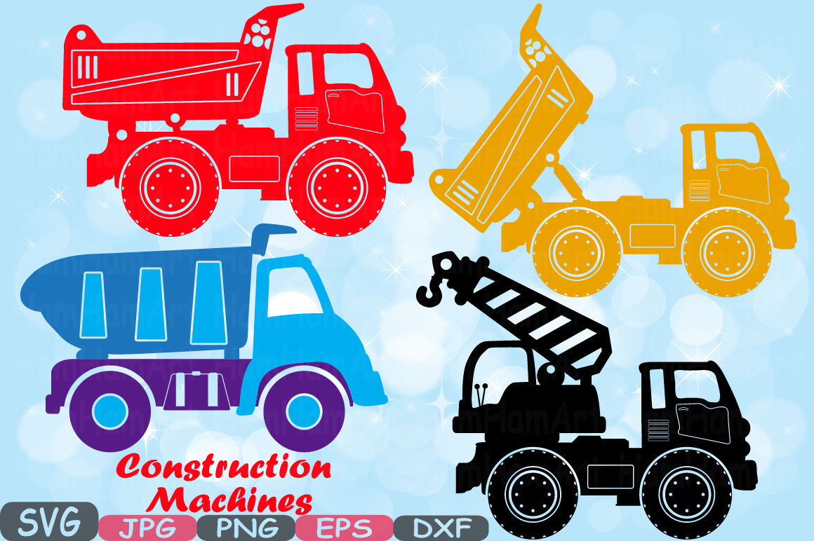 Download Construction Machines Silhouette Svg File Cutting Files Dump Trucks Toy Toys Cars Excavator Stickers Builders Work School Clipart Dxf 642s By Hamhamart Thehungryjpeg Com