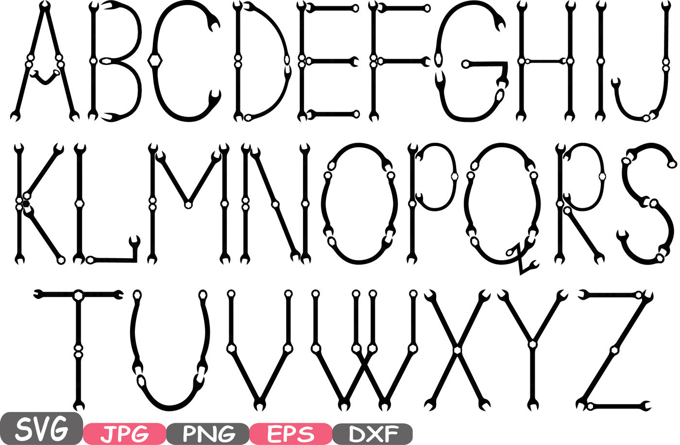 Download Mechanic Tools Alphabet SVG Silhouette Cutting Files ...