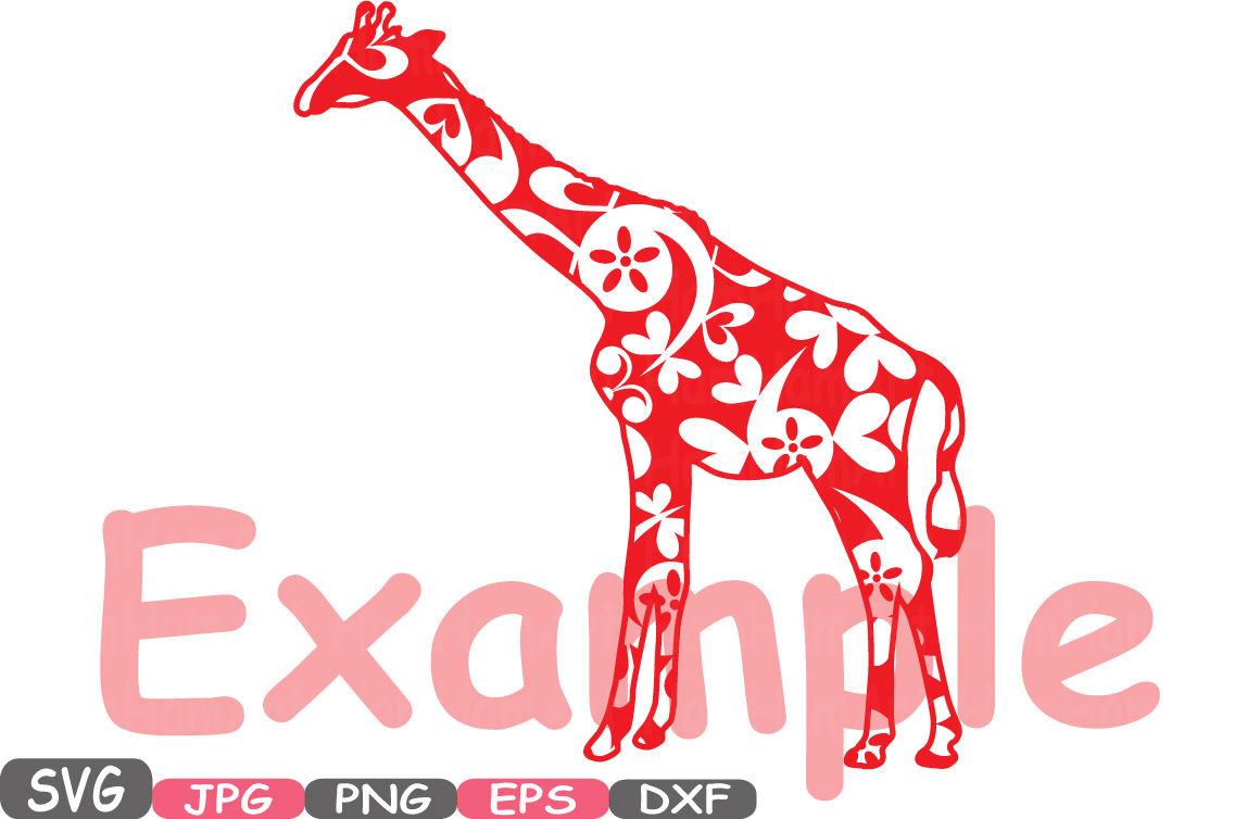 Giraffe flower Safari Monogram Circle svg Silhouette school