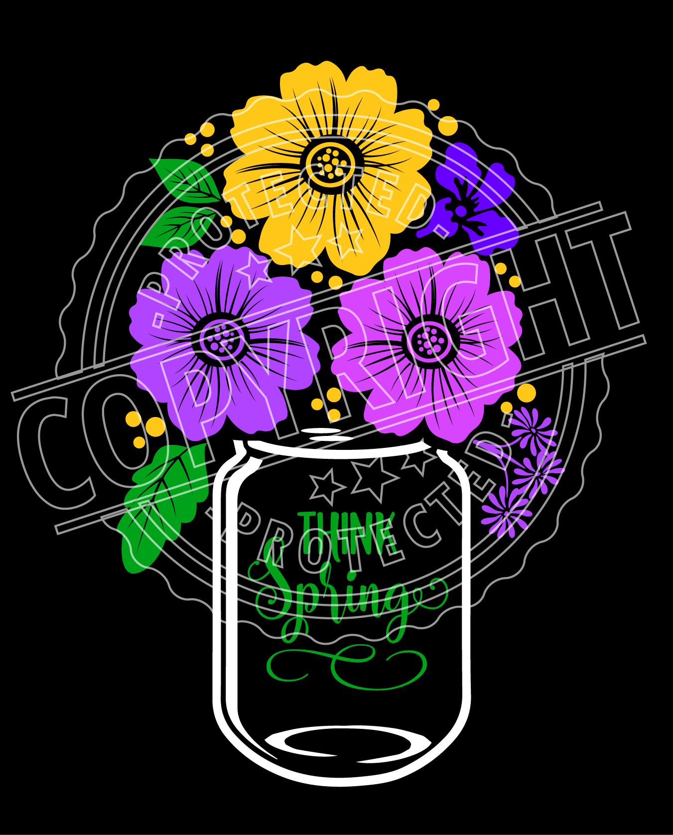 Spring Floral Mason Jar Svg Dxf Png Eps Cutting File Silhouette Cricut By Svg Station Thehungryjpeg Com