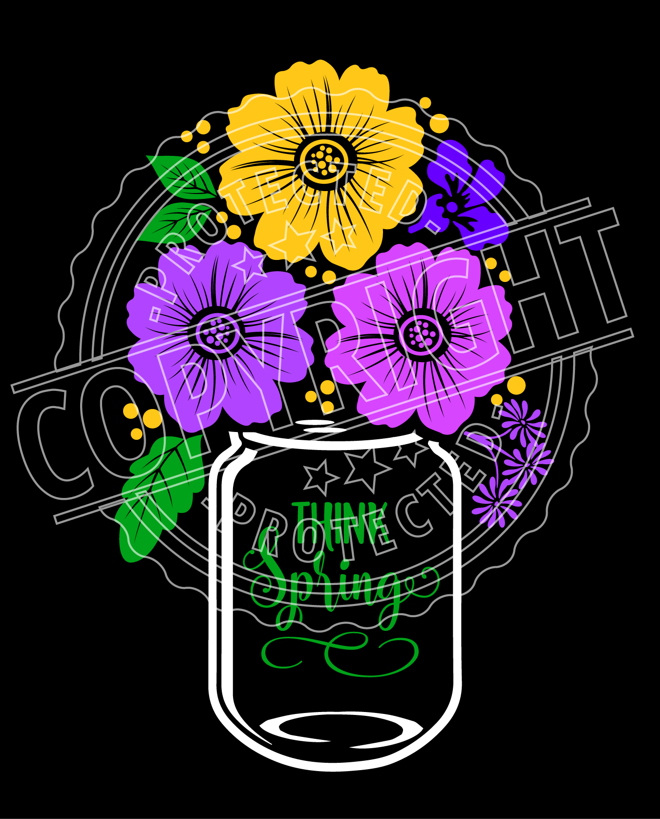 Download Spring Floral Mason Jar Svg Dxf Png Eps Cutting File Silhouette Cricut By Svg Station Thehungryjpeg Com