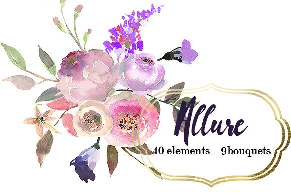 Purple Watercolor Flowers Clipart By whiteheartdesign | TheHungryJPEG