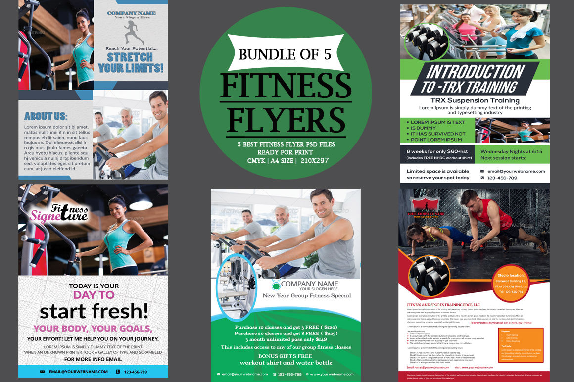 Fitness Flyers Bundle By Ayme Designs Thehungryjpeg Com