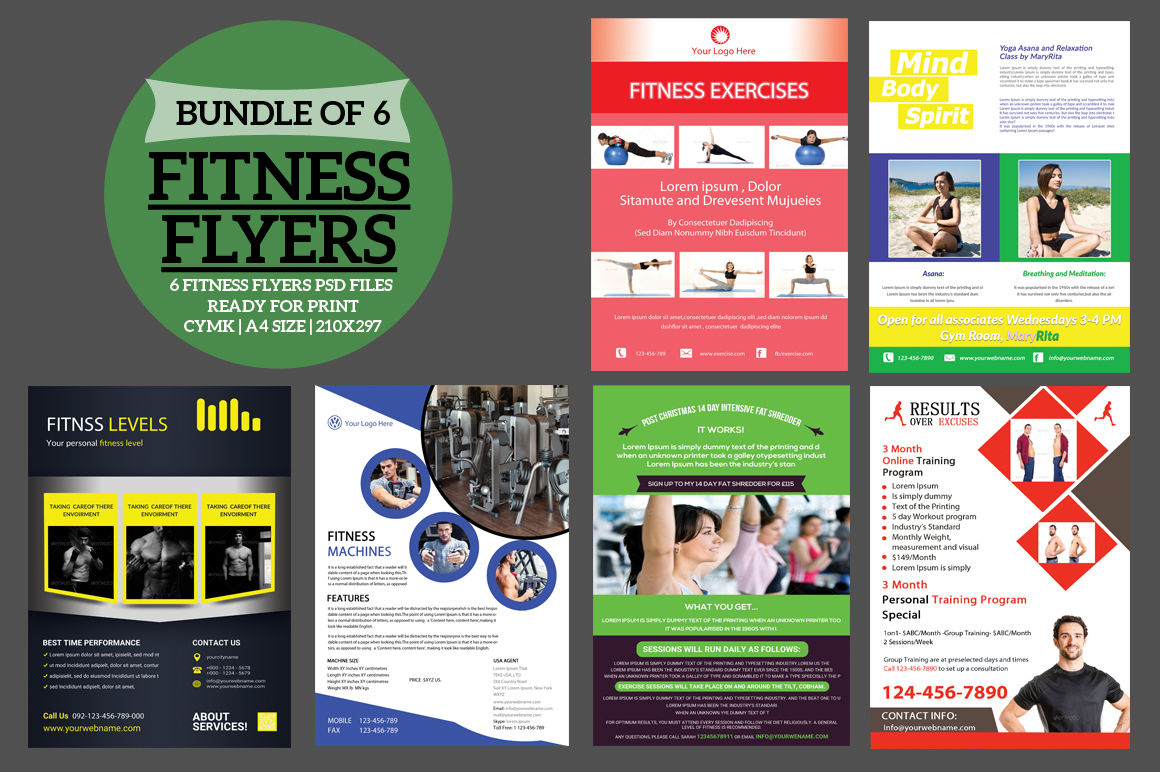Fitness Flyers Bundle By Ayme Designs Thehungryjpeg Com