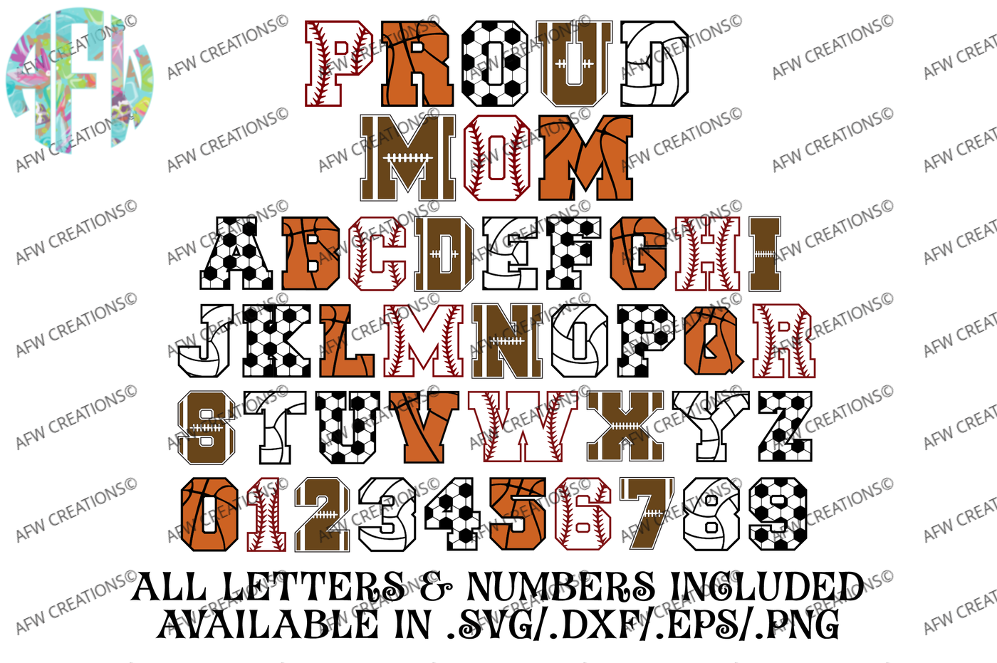 Sports Letters Numbers Svg Dxf Eps Cut Files By Afw Designs Thehungryjpeg Com