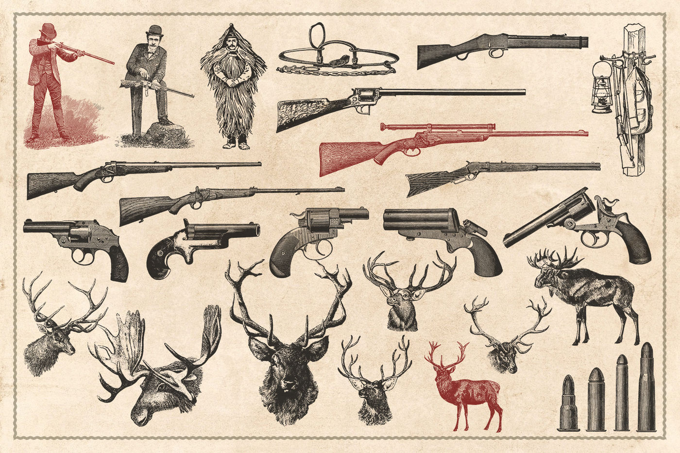 Premium Vector  Vintage hunting and fishing elements