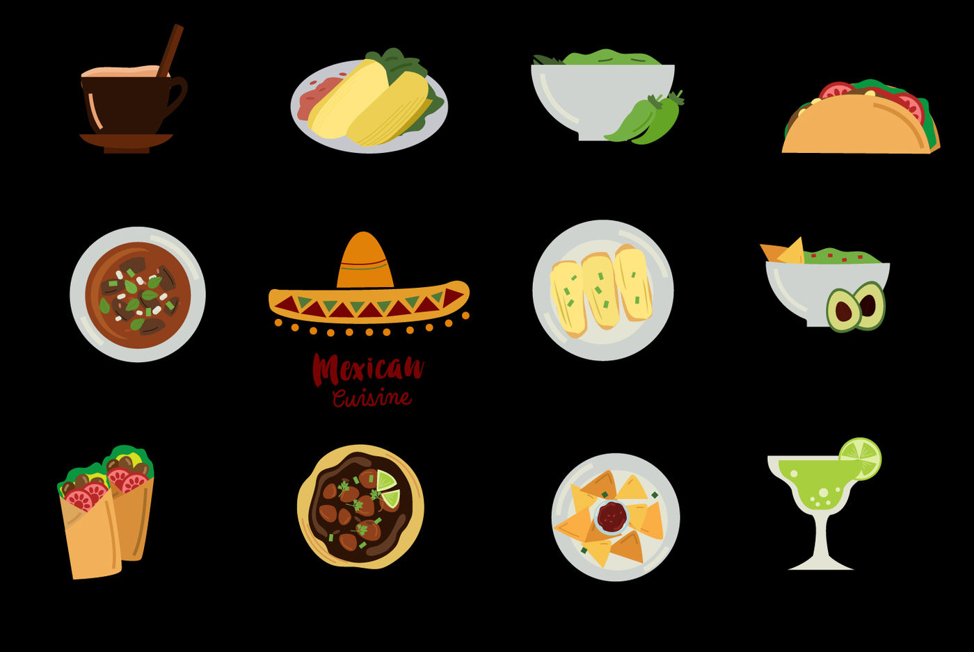 mexican catering clipart with blue
