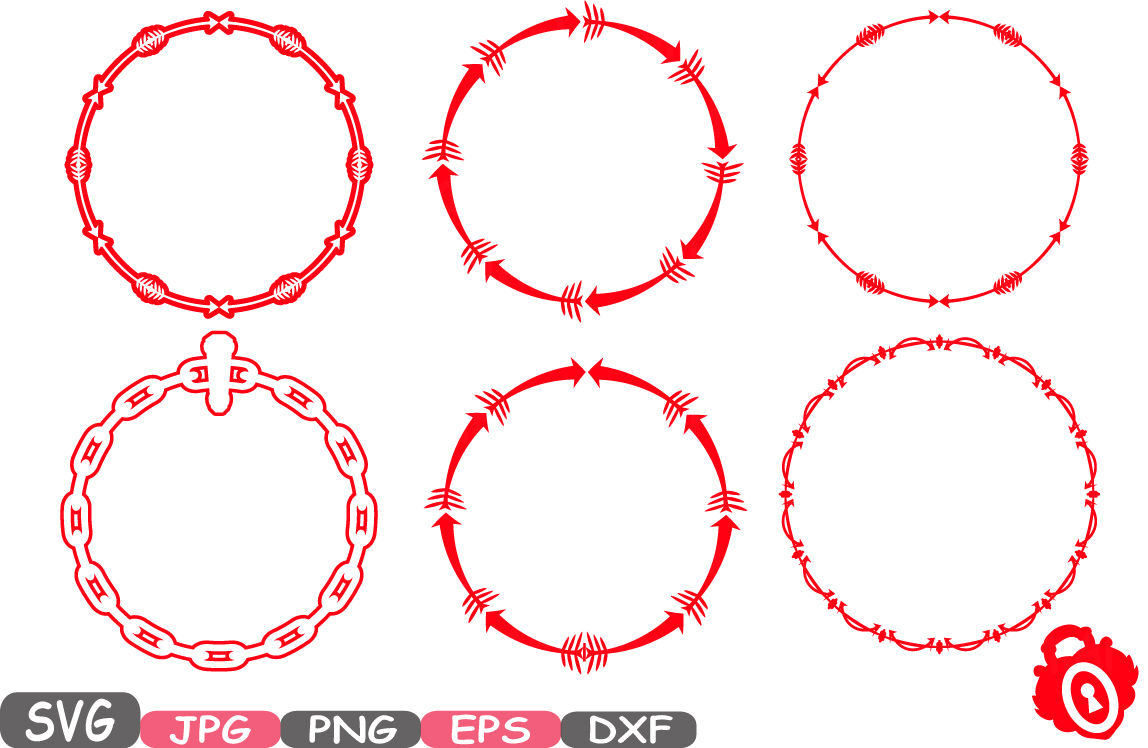 Download Arrow and Chain Circle Frame SVG Silhouette Cutting Files Round Arrows Love Monogram Border Bogo ...