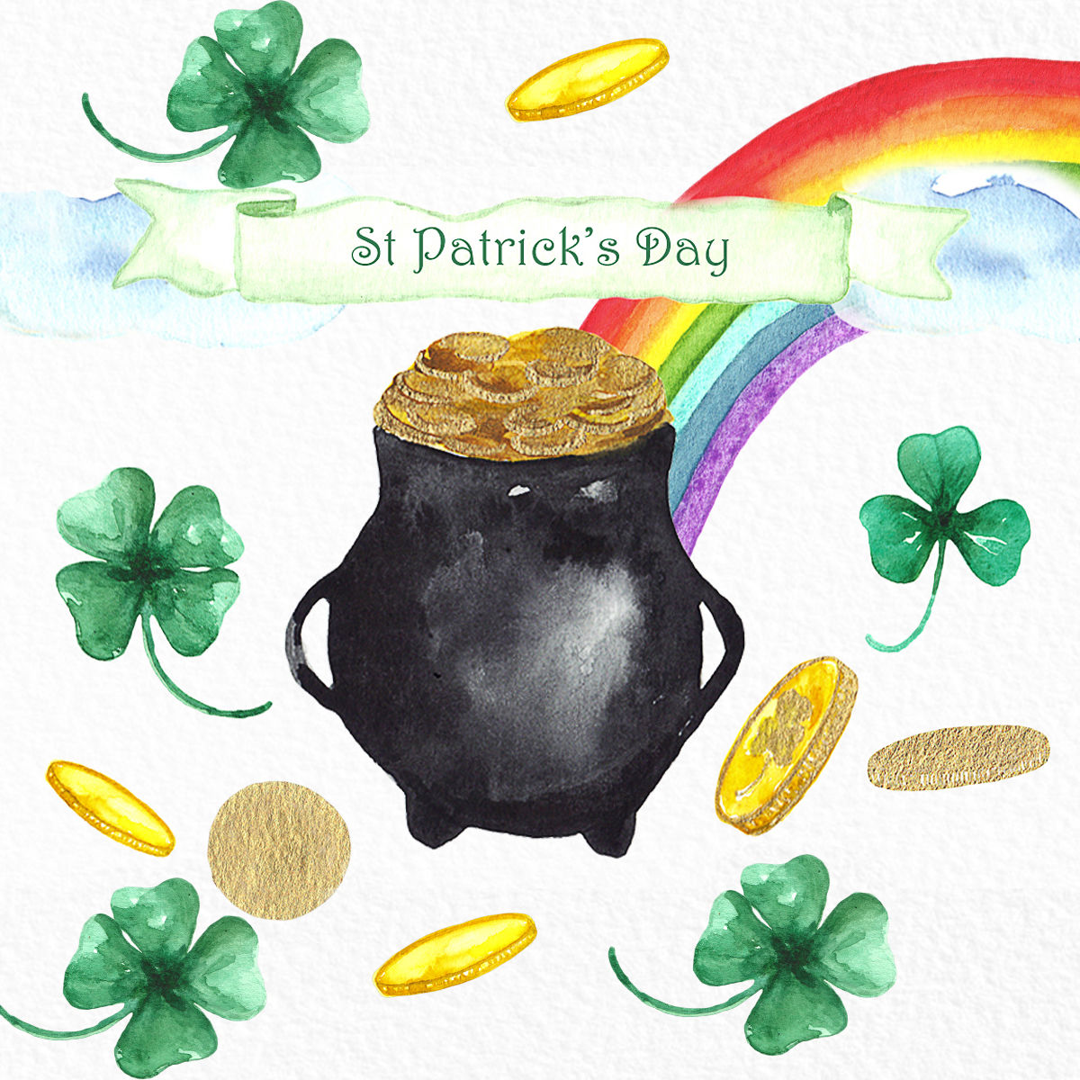 Download St Patrick's day. Watercolor clipart By LABFcreations ...