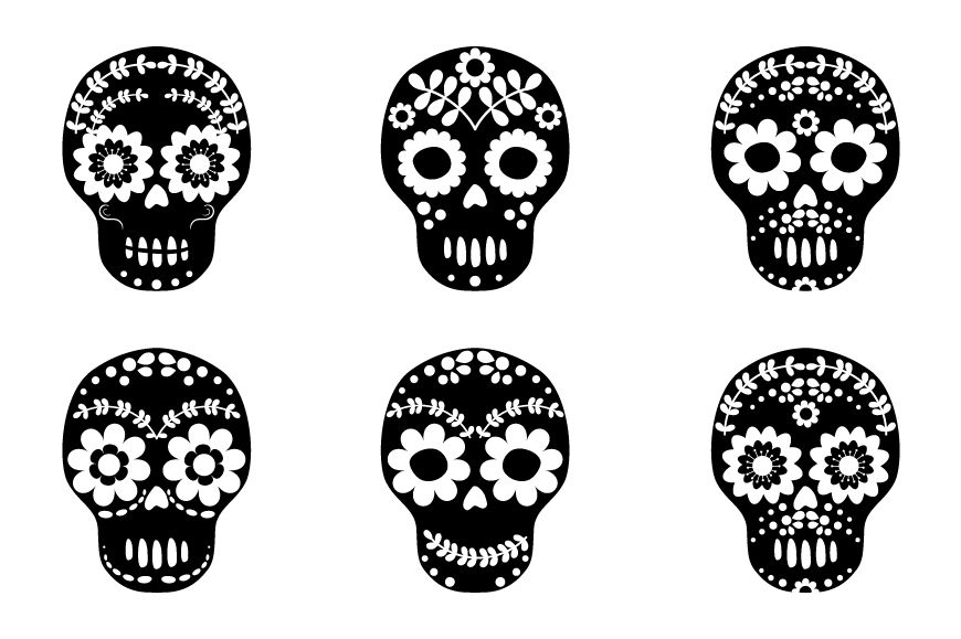 Black And White Sugar Skull Clipart Floral Skull Clip Art Flower Skull Halloween By Pravokrugulnik Thehungryjpeg Com