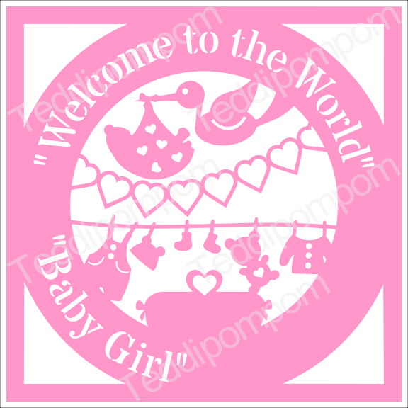 Download Baby Svg Baby Girl Svg Welcome To The World Baby Girl Birth Announcement Papercut Svg Cutting File Frame Design Template Papercutting Card Making Digital Upload By Sandie Carson Teddipompom Thehungryjpeg Com