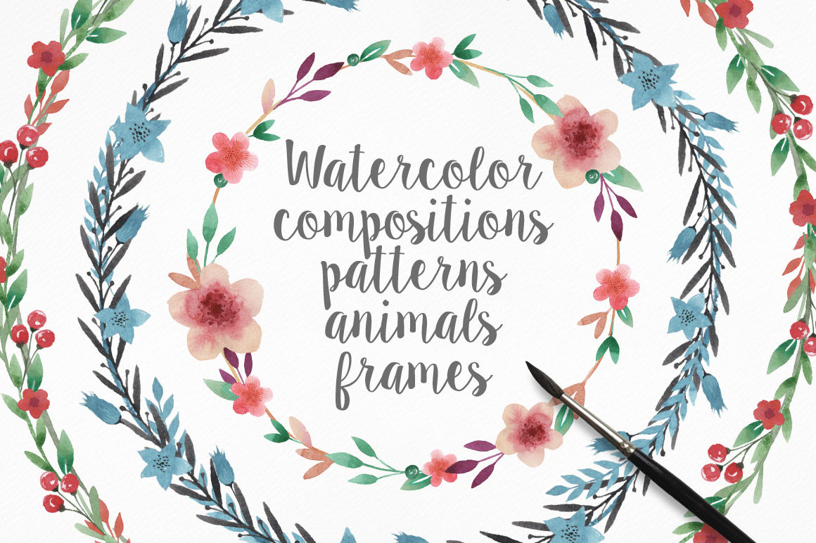 Watercolor frames, patterns, animals By Julia Dreams | TheHungryJPEG.com