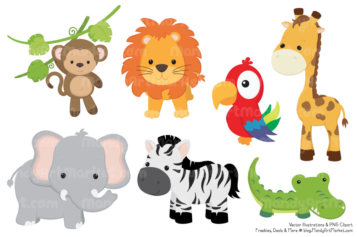 Download Cute Jungle Animal Clipart & Vectors By Amanda Ilkov ...