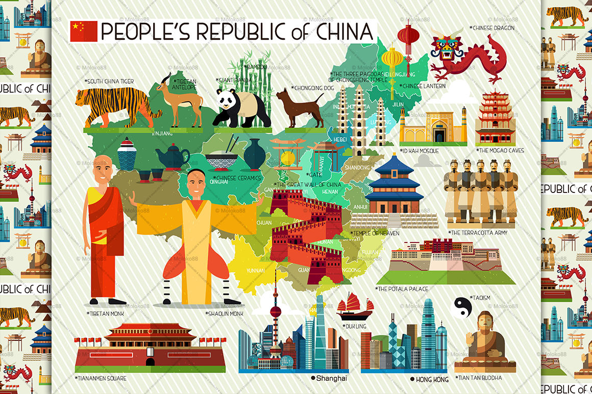 China Travel Map. By Moloko88 | TheHungryJPEG