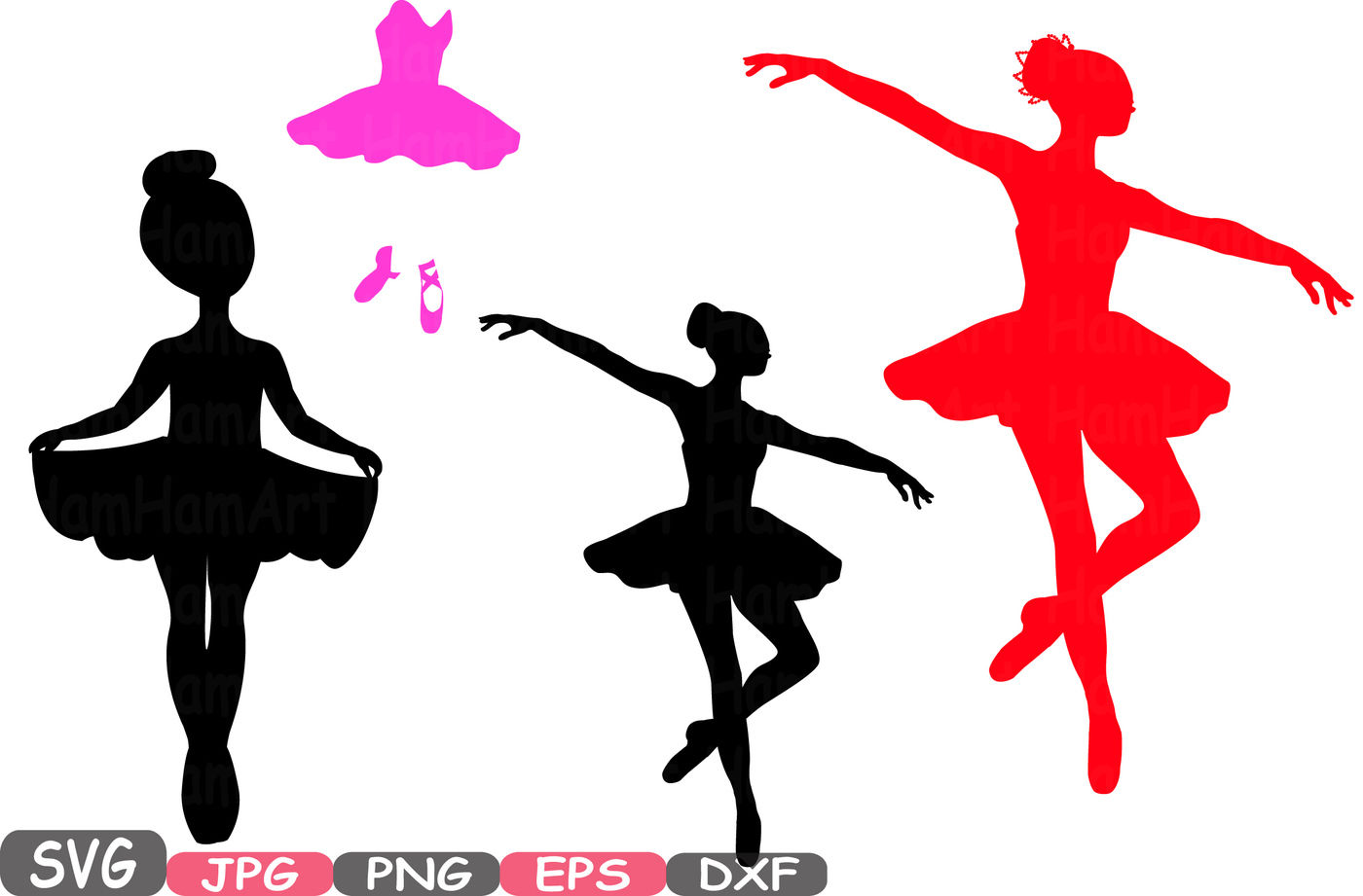 Ballet Ballerina SVG Silhouette Cutting Files sign icons dance slippers Design cameo monogram clipart 658s By HamHamArt | TheHungryJPEG.com