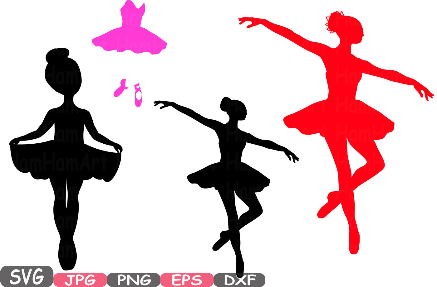 Ballet Ballerina SVG Silhouette Cutting Files sign icons dance slippers ...