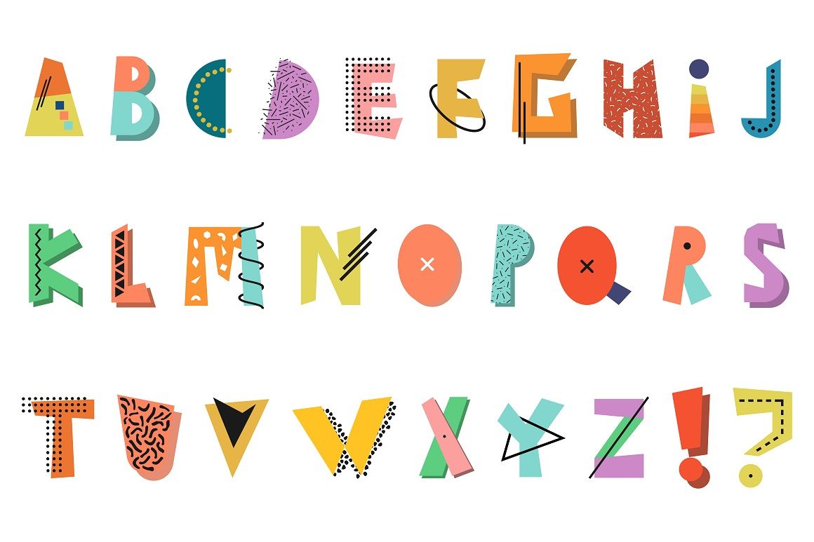 Memphis english color alphabet. By ExpressShop | TheHungryJPEG