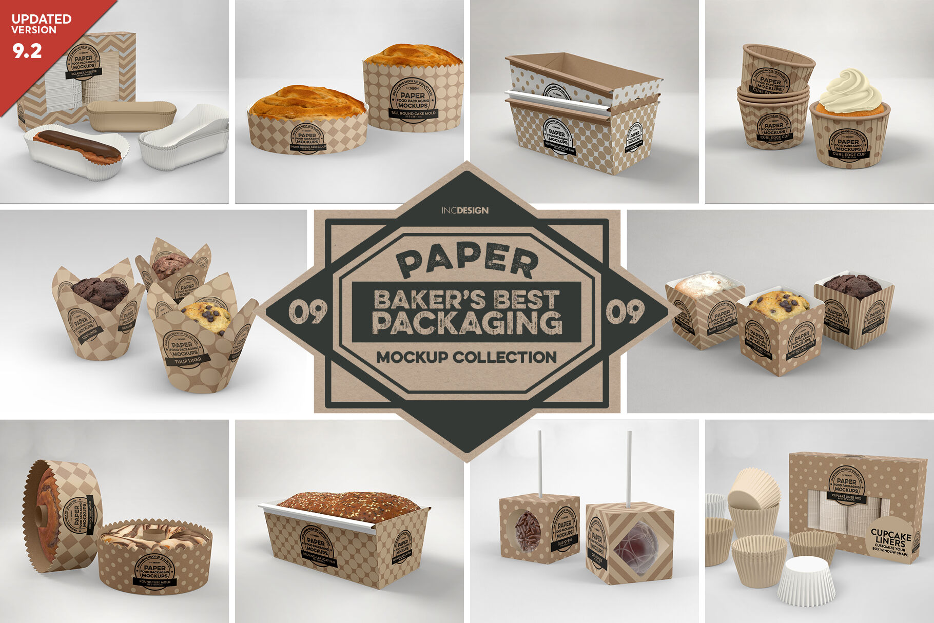 VOL 9: Paper Food Box Packaging Mockup Collection By INC Design Studio