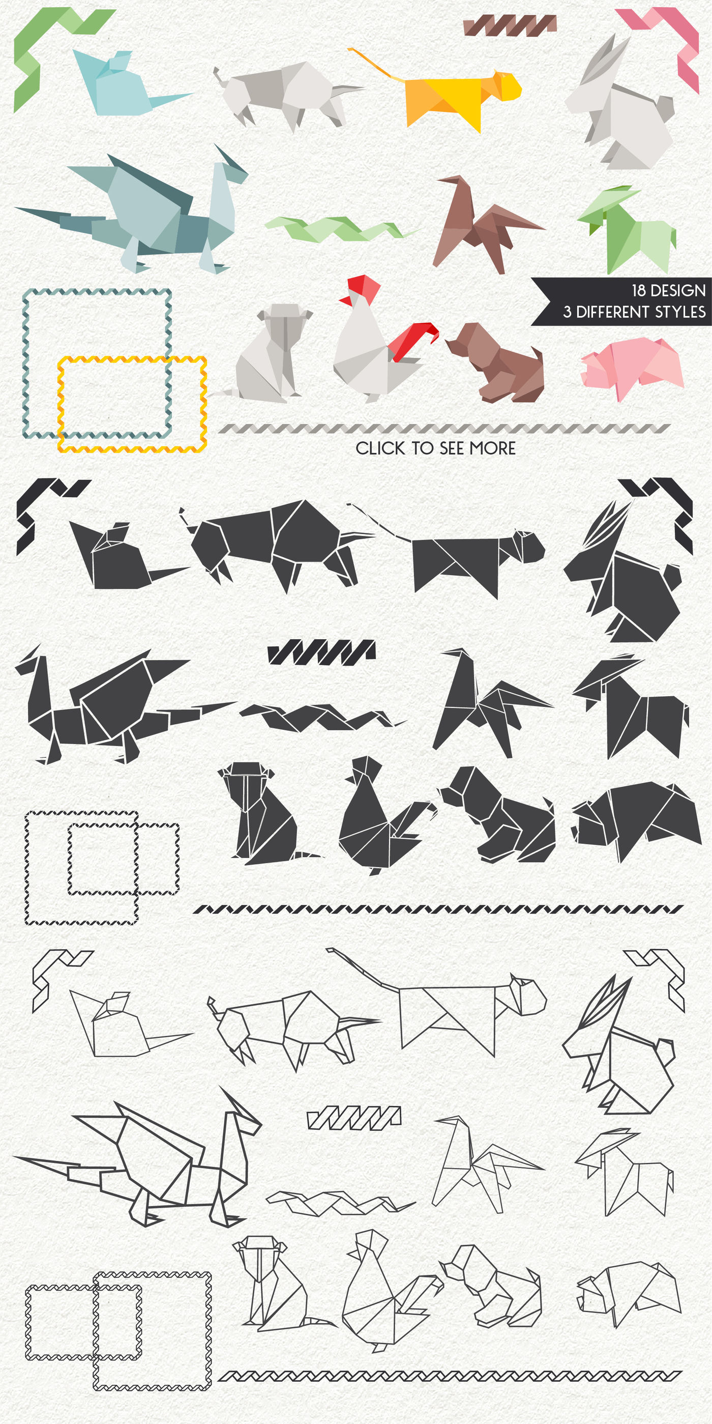 Chinese Zodiac - Origami Vectors By StudioDesset | TheHungryJPEG.com