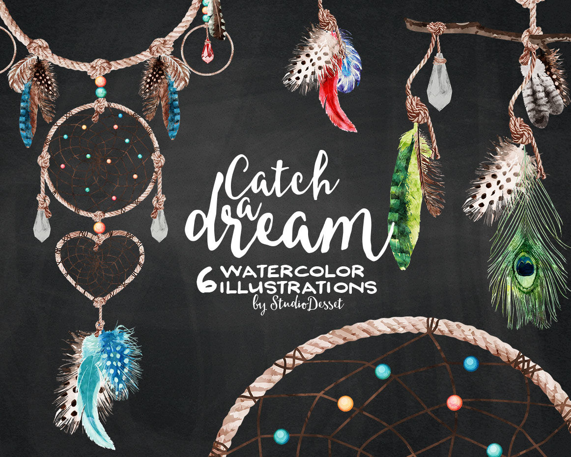 Watercolor Dreamcatcher Cliparts By StudioDesset | TheHungryJPEG.com