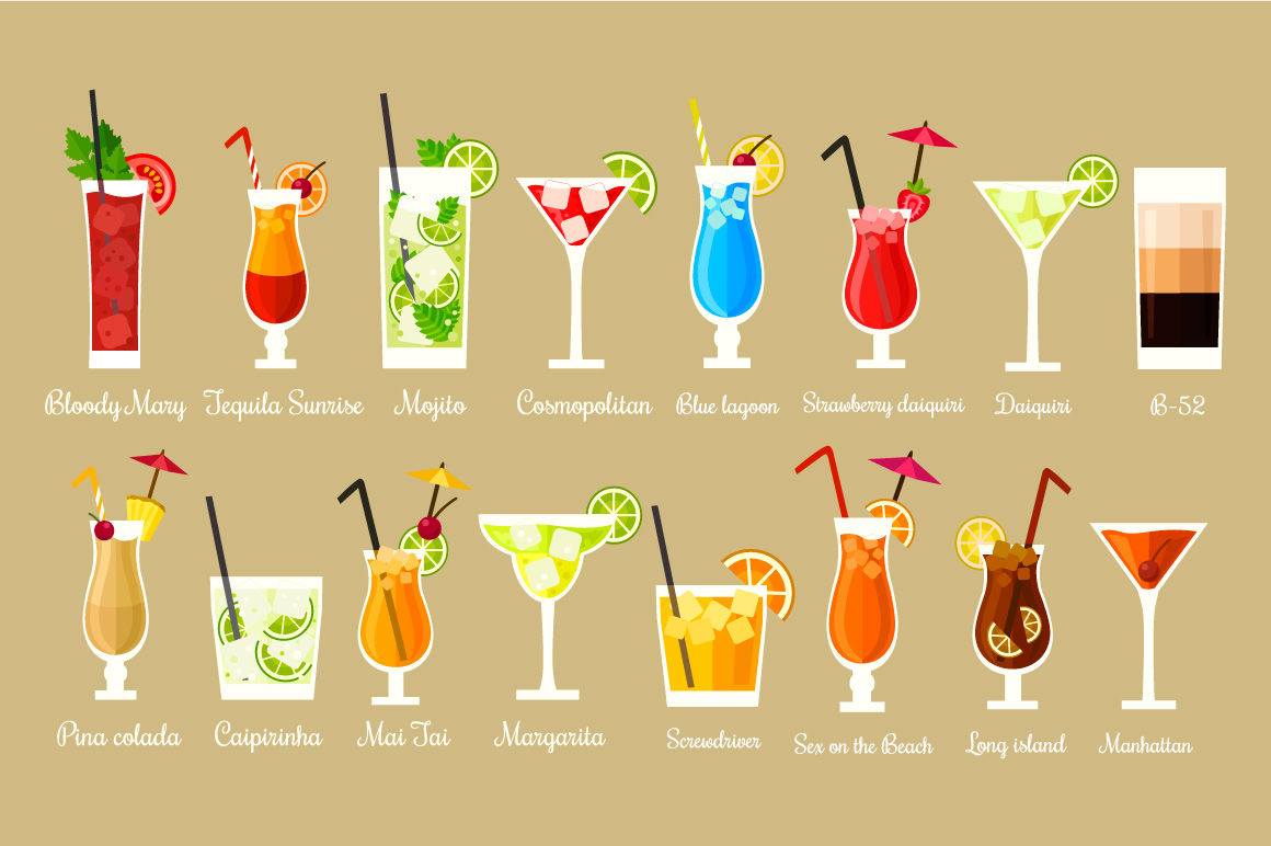 16 Popular Cocktail Recipes By Mallinka Thehungryjpeg Com