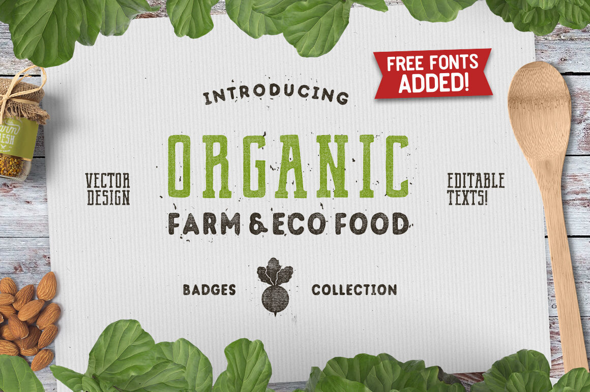 Organic Farm Eco Food Badges By Jekson Graphics Thehungryjpeg Com