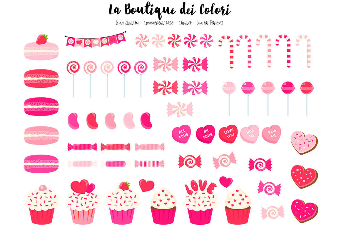 Pink Valentine Day Candy Clipart And Vectors By La Boutique Dei Colori Thehungryjpeg Com