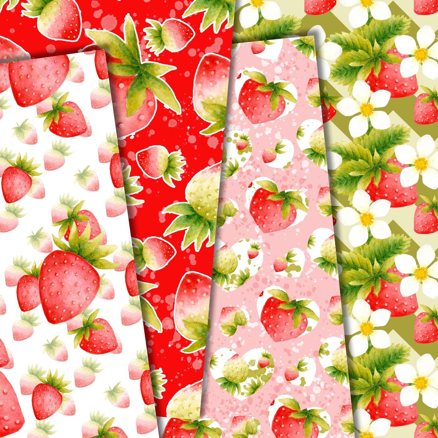 Strawberry digital paper pack By DigitalDesignsAndArt