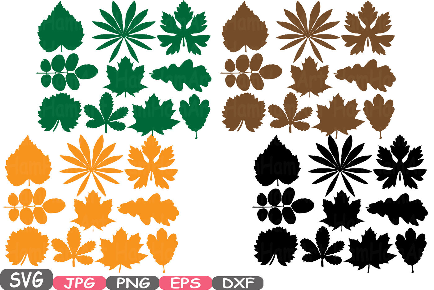 Download Fall Leaf Designs Silhouette SVG file Cutting files stickers school Clipart dxf cricut Autumn ...