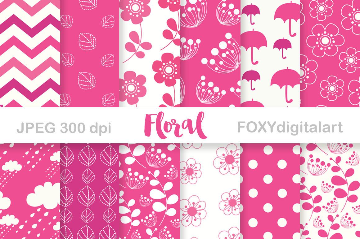 Digital Paper Floral Pink Scrapbook By FOXYdigitalart