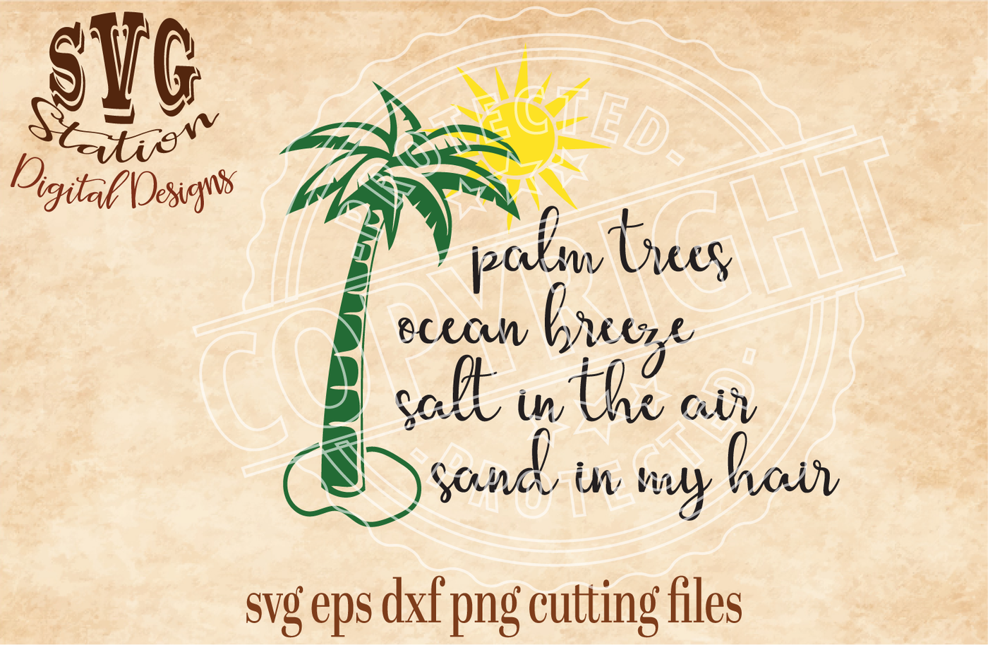 Palm Trees Ocean Breeze Svg Dxf Png Eps Cutting File Silhouette Cricut Scal By Svg Station Thehungryjpeg Com