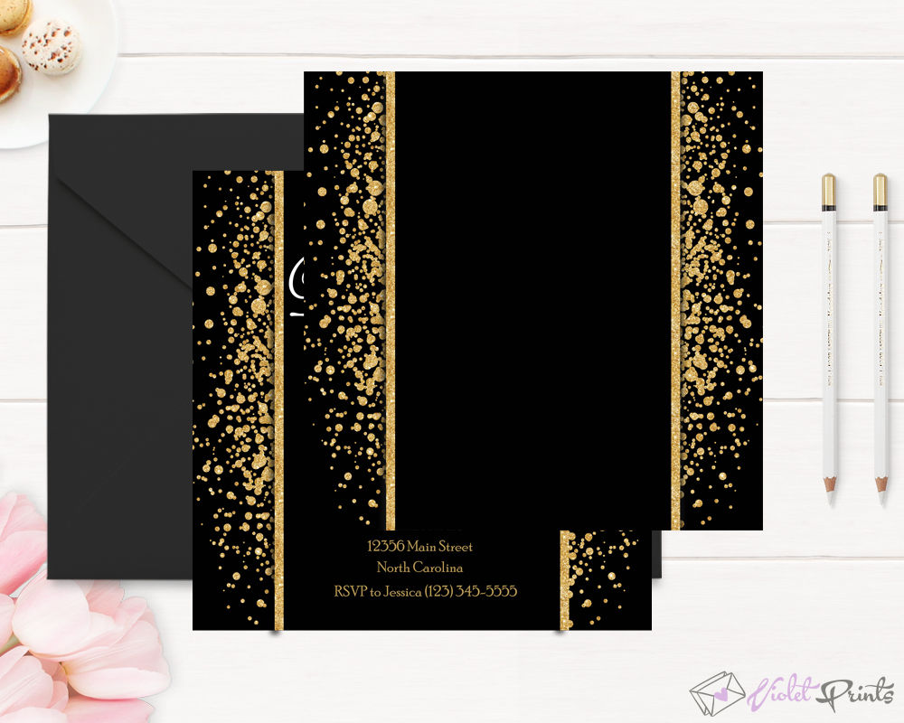 Gold And Black 50th Birthday Invitation Template By VioletPrints TheHungryJPEG