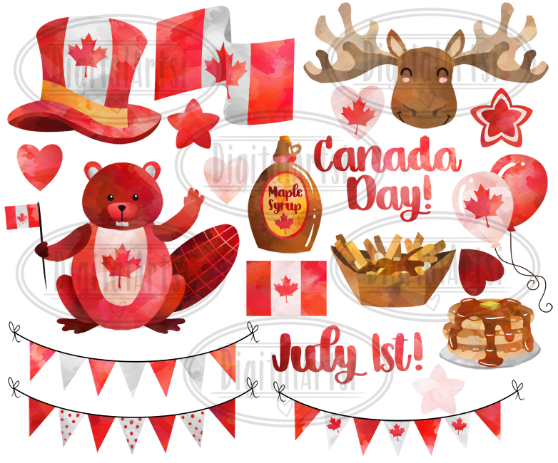 Watercolor Canada Day Clipart By Digitalartsi | TheHungryJPEG.com