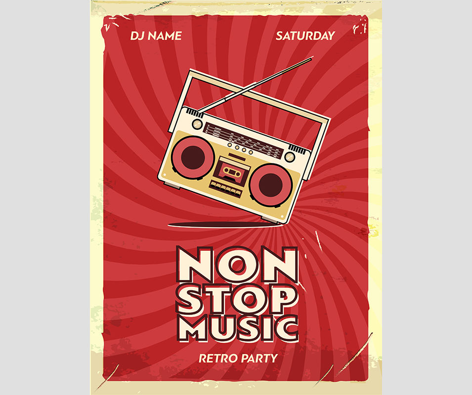 Retro music event flyer template