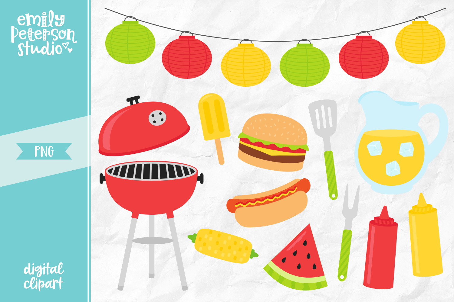 Summer BBQ Clipart By Emily Peterson Studio | TheHungryJPEG.com