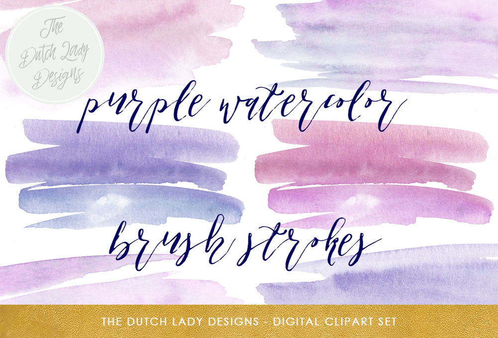 Purple Blue Watercolor Brush Stroke Clipart By The Dutch Lady Designs Thehungryjpeg Com