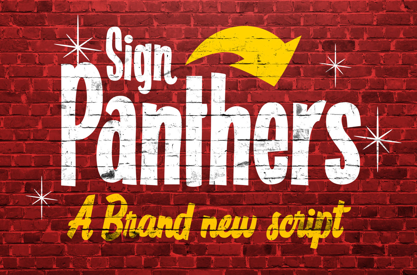 Sign Panthers Brush Script Vintage By Konstantine Studio Thehungryjpeg Com