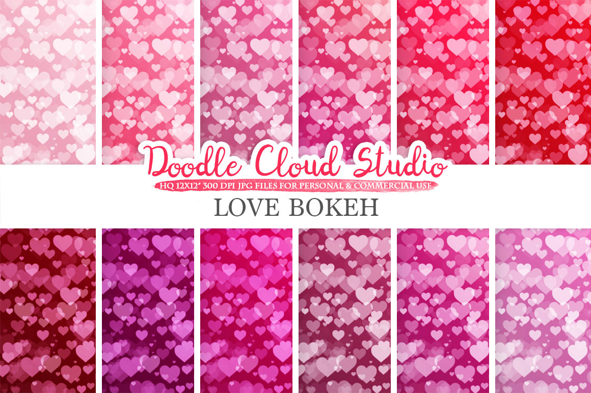 Romantic Hearts Bokeh Digital Paper Valentine Bokeh Overlay Pink Love Heart Bokeh Backgrounds Instant Download Personal Commercial Use By Doodle Cloud Studio Thehungryjpeg Com