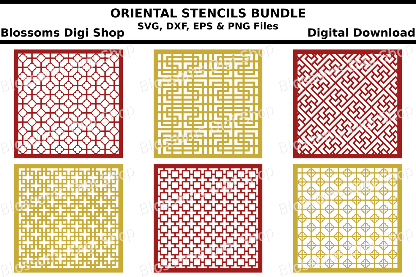 Download Oriental Patterns Stencil Bundle Svg Dxf Eps And Png Files By Blossoms Digi Shop Thehungryjpeg Com