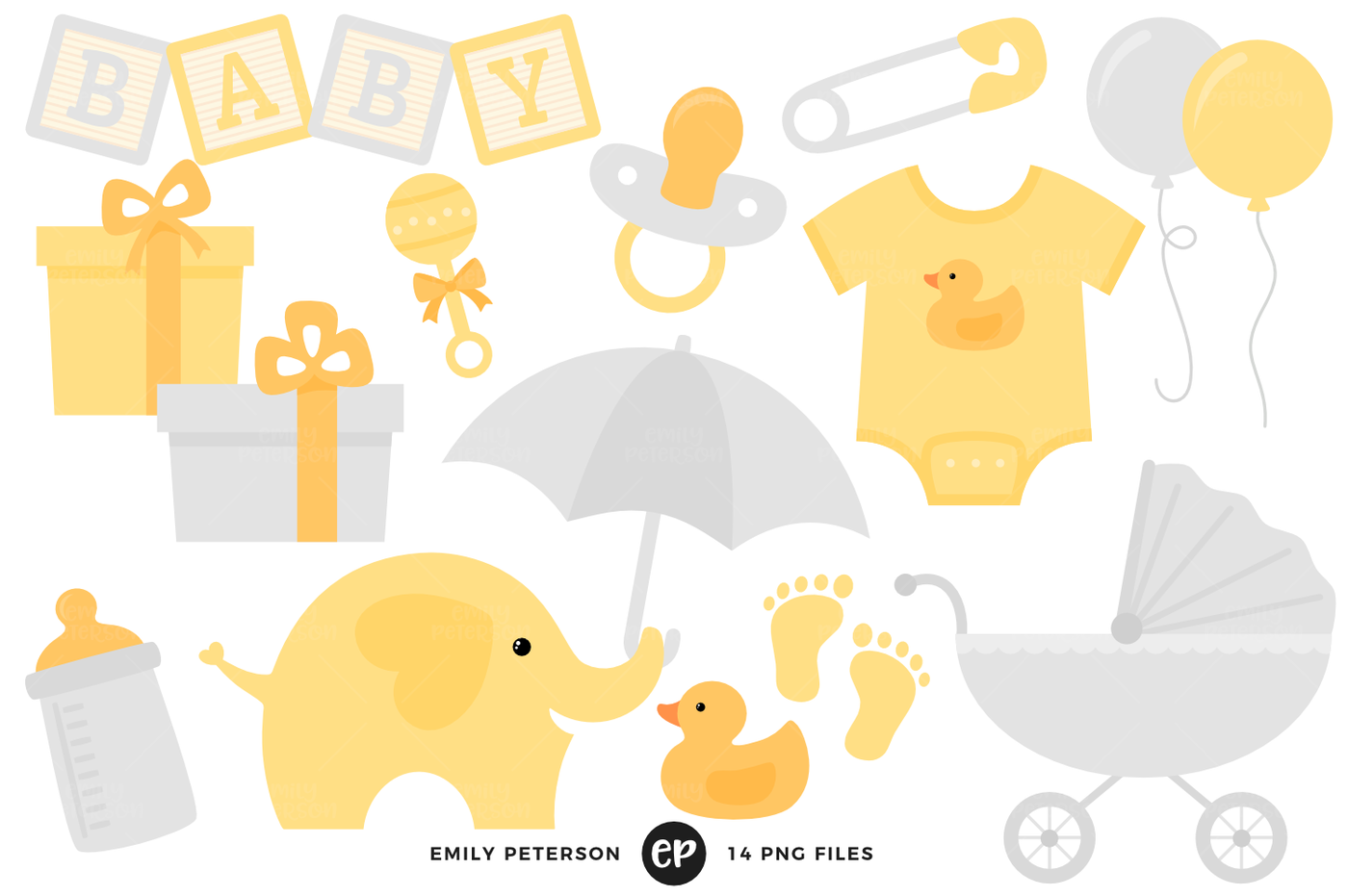 Baby Clip Art Gender Neutral Baby Shower Digital Clipart For Personal ...