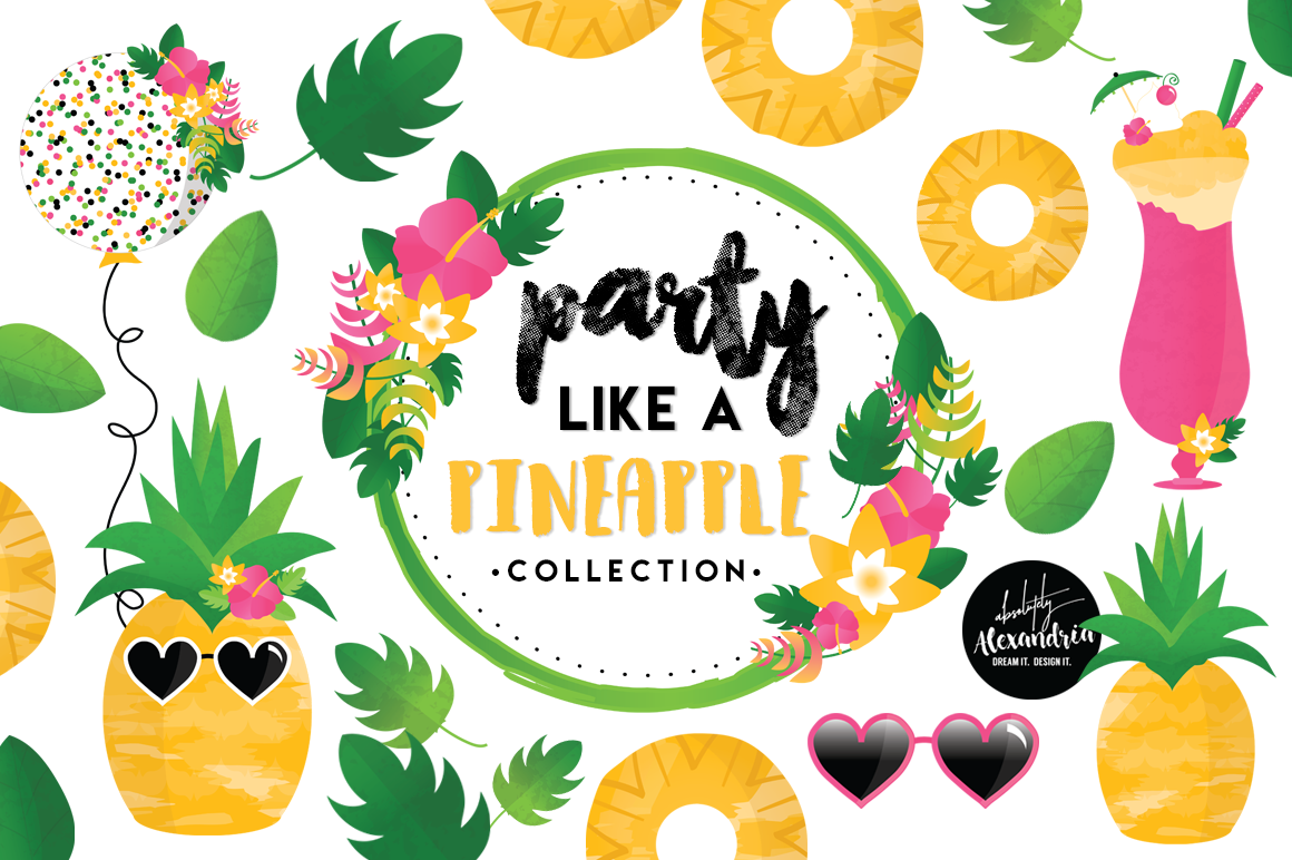 Party Like A Pineapple Graphics Patterns Bundle By Absolutely Alexandria Thehungryjpeg Com