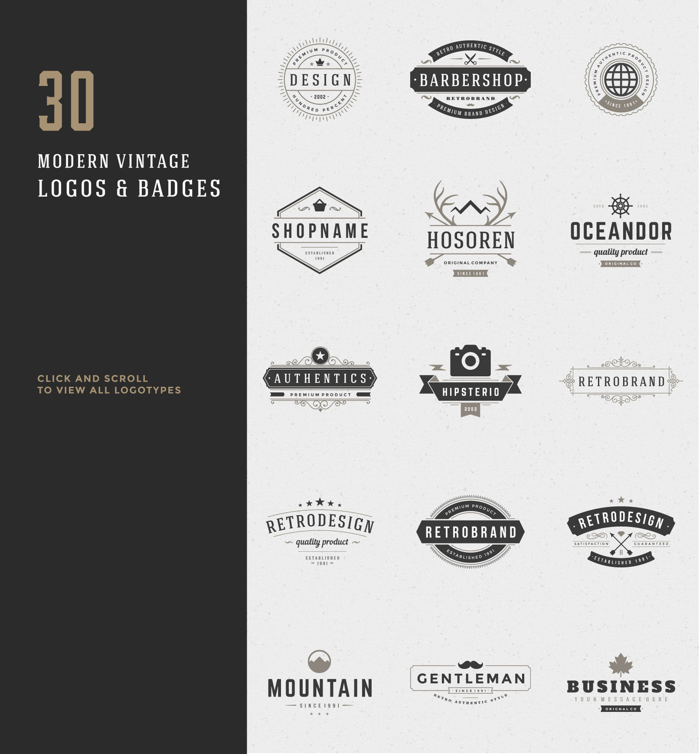 30 Vintage logos & badges By Vasya Kobelev | TheHungryJPEG