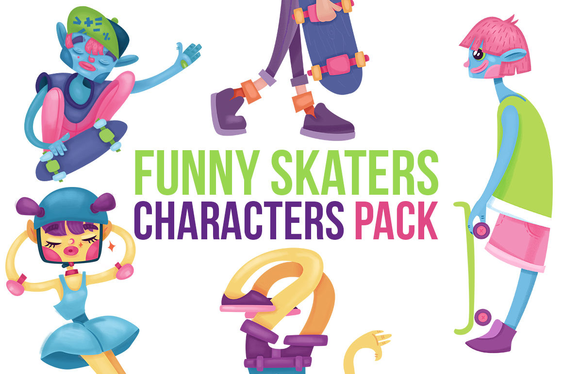 Skaters cartoon characters pack By Ollysweatshirt | TheHungryJPEG.com