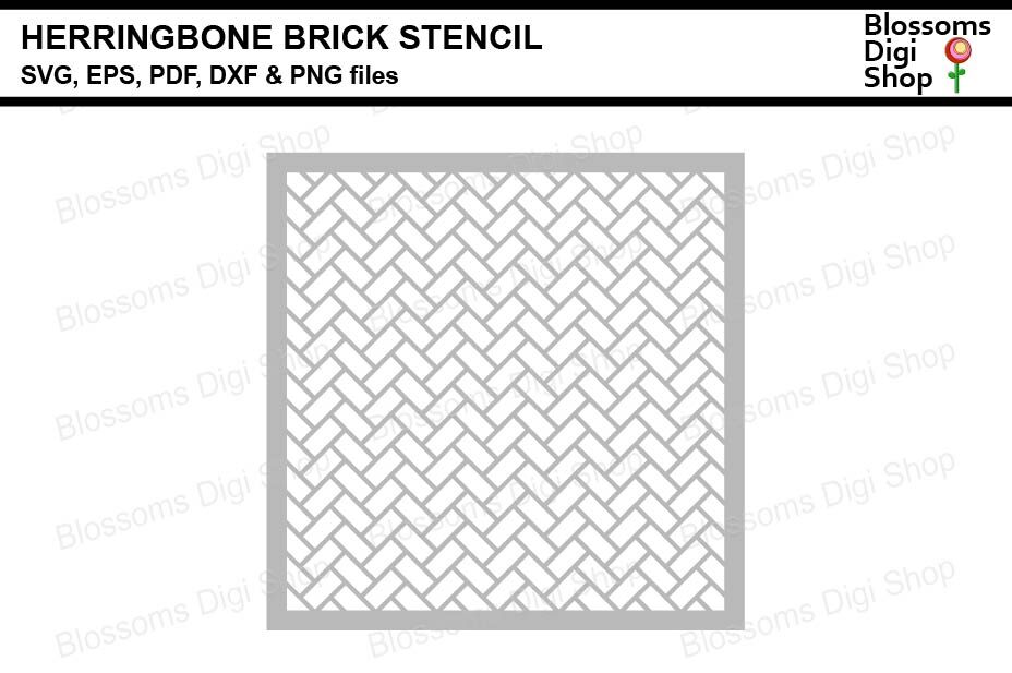 Herringbone Brick Stencil SVG, EPS. PDF, DXF and PNG files By Blossoms Digi  Shop