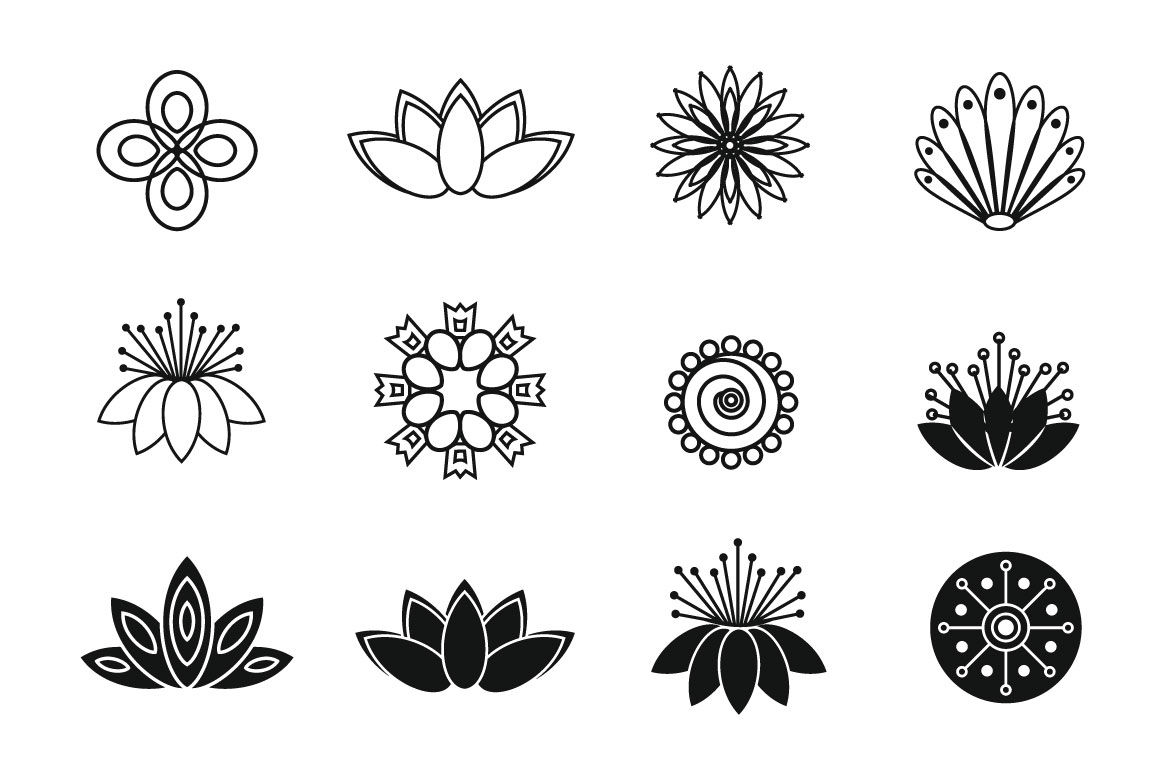 Vector flower logo By Valentina Gurina Art | TheHungryJPEG.com